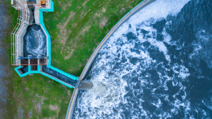 Managing water efficiency holistically, aerial view of wastewater treatment